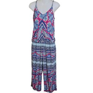 Tommy Bahama Womens XS Riviera Tiles Jumpsuit Wide Leg Cropped Resort Wear Rayon
